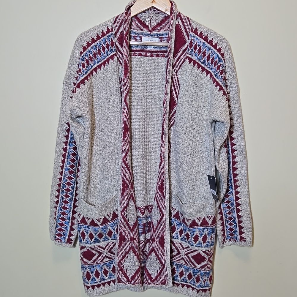 Lucky Brand Aztec Duster Cardigan Sweater Size M‎ Southwestern